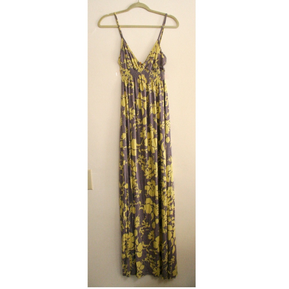 Grey and yellow floral, maxi dress
